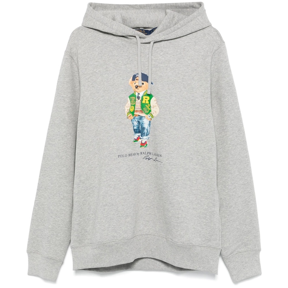 Polo by Ralph Lauren Light Gray Hoodie with Bear Graphic